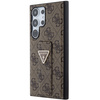 Etui Guess Grip Stand 4G Triangle Strass na Samsung Galaxy S24 Ultra - brązowe