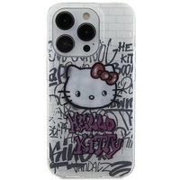 Etui Hello Kitty IML Kitty On Bricks Graffiti na iPhone 15 - białe
