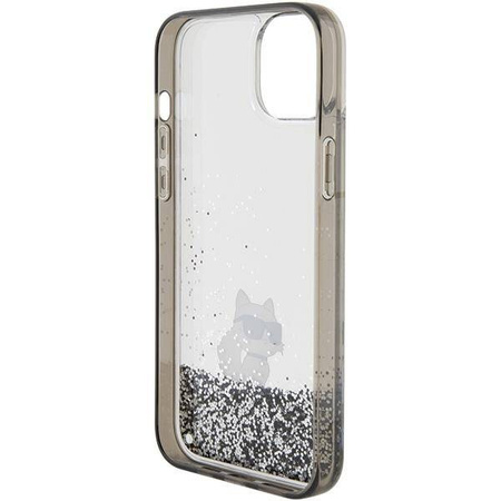 Karl Lagerfeld Liquid Glitter Choupette Hülle für iPhone 15 Plus – transparent