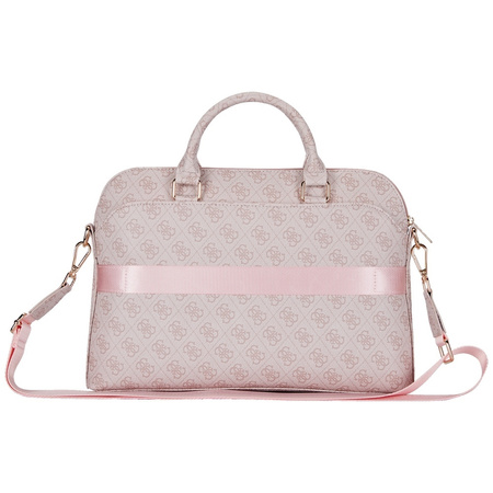 Torba LAPTOP 15" Guess 4G Zipper Pocket Triangle Logo różowe