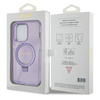 Original Case IPHONE 14 PRO Guess Hardcase Ring Stand Script Glitter MagSafe (GUHMP14LHRSGSU) purple