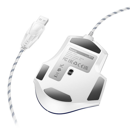 HOCO mysz komputerowa gamingowa przewodowa USB A 3600DPI GM31 biało niebieska