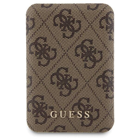 Zestaw Guess GUBPM5P15L4GEMGW iPhone 15 Pro 6.1" hardcase + Powerbank 5000mAh MagSafe brązowy/brown 4G Metal Logo