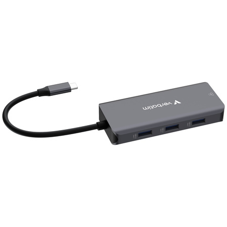 Adapter Hub Verbatim USB-C/HDMI/3xUSB-A   3.2/RJ45 aluminiowy 32157