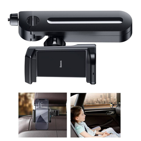 Uchwyt Samochodowy z 15W Ładowaniem Indukcyjnym Qi na Zagłówek do Telefonu Ładowanie Bezprzewodowe Baseus Energy Storage Backseat Holder Wireless Charger (WXHZ-01) czarny