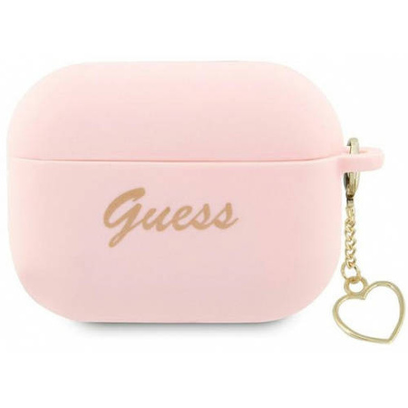 Guess GUAP2LSCHSP AirPods Pro 2 cover pink/pink Silicone Charm Heart Collection