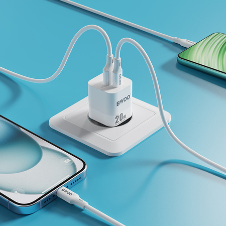 BWOO ładowarka sieciowa CDA156 20W mini wall charger USB-C, USB-A