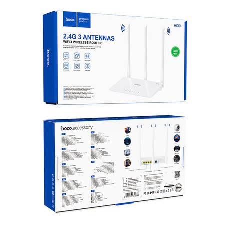 HOCO router bezprzewodowy WiFi4 HI30 biały