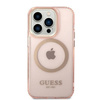 Guess Gold Outline Translucent MagSafe - Etui iPhone 14 Pro (różowy)