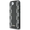 DKNY Leather Checkered Mono Pattern MagSafe iPhone 16e Case - Black
