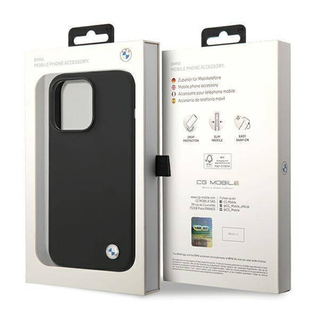 BMW Silicone Metal Logo case for iPhone 15 Pro - black