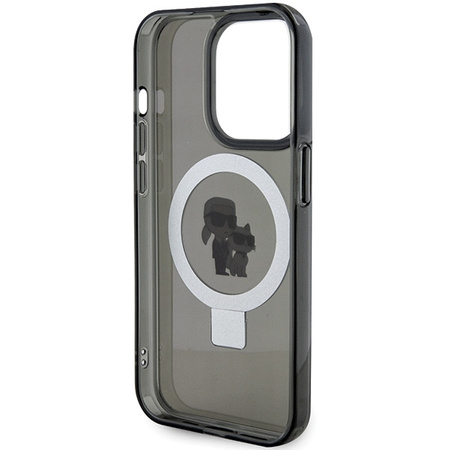 Karl Lagerfeld KLHMP13LHMRSKCK iPhone 13 Pro 6,1&quot; schwarz/schwarz Hardcase Ringständer Karl&amp;Choupette MagSafe