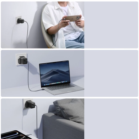 Joyroom JR-TCG17 45W 2 x USB-C Wandladegerät (UK-Stecker) - schwarz