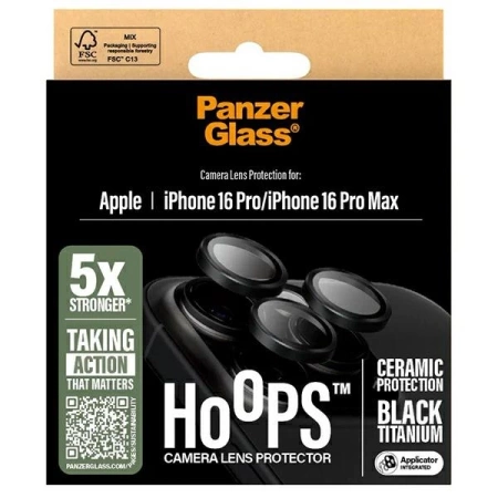 Szkło hartowane PanzerGlass Hoops Ceramic Lens Protector na aparat do iPhone 16 Pro / 16 Pro Max
