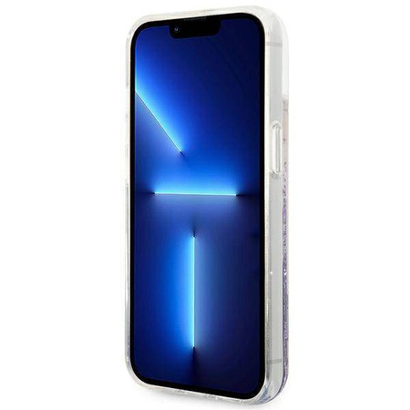 Etui IPHONE 14 PLUS Guess Hardcase Flower Liquid Glitter fioletowe