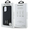 Original Handyhülle IPHONE 16 Karl Lagerfeld Hardcase Silicone Shadow Metal Initial MagSafe (KLHMP16SSCMKMPCK) schwarz