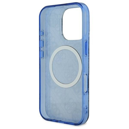Original Handyhülle IPHONE 16 PRO Guess Hardcase IML Peony On 4G Background MagSafe (GUHMP16LH4PYEEB) blau