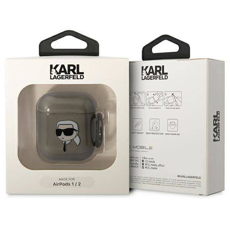Oryginalne Etui APPLE AIRPODS Karl Lagerfeld Karl`s Head (KLA2HNIKTCK) czarne