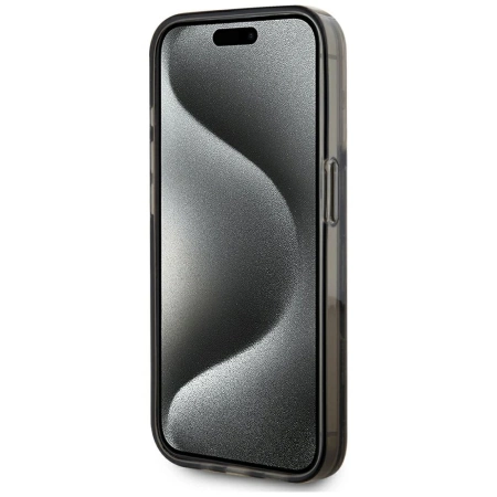Etui Karl Lagerfeld Liquide Glitter Monogram Gradient na iPhone 15 Pro - czarne