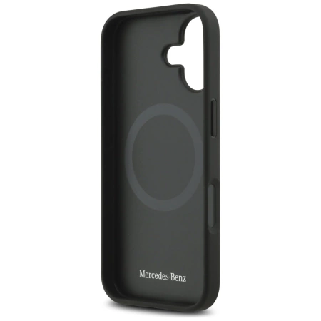 Mercedes Leather Large Laurel Leave MagSafe Case for iPhone 17 - Black