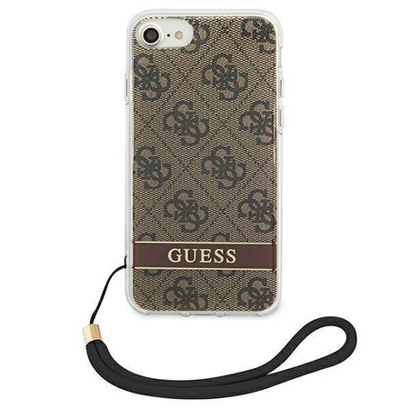 Schutzhülle IPHONE SE 2022 / SE 2020 / 7 / 8 Guess Hardcase 4G Print Strap (GUOHCI8H4STW) braun