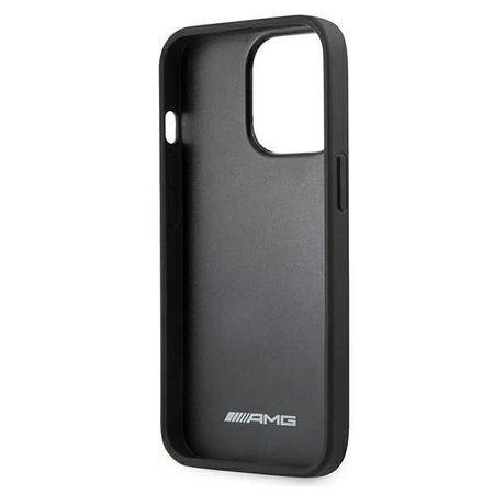 AMG nakładka do iPhone 13 6,1" AMHCP13LGSEBK czarna HC Leather Debossed Lines White Logo