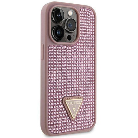 Guess GUHCP14LHDGTPP iPhone 14 Pro 6,1" rosa/rosa Hardcase Strass Dreieck