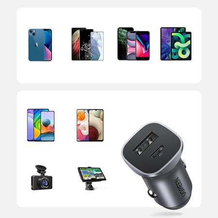 Ugreen Auto-Schnellladegerät USB-A / USB-C 30W PD PPS grau (CD130)