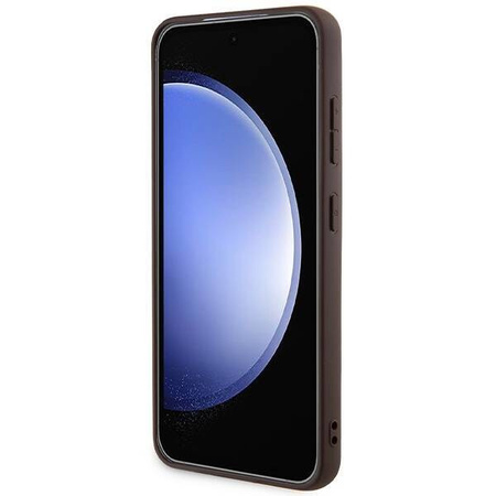 Guess 4G Collection Leder Metall Logo MagSafe Hülle für Samsung Galaxy S24 – Braun