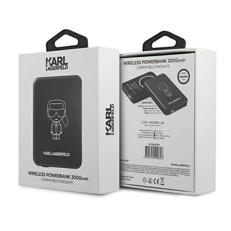 Karl Lagerfeld Powerbank indukcyjny 3000mAh MagSafe czarny (KLPBMSOIBK)