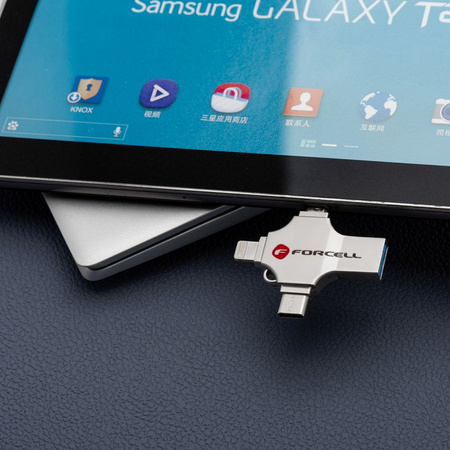 Pendrive 16GB USB 3.2 Gen 1 (USB A / USB C / Lightning / Micro USB) Forcell F-Data Metal Quad srebrny