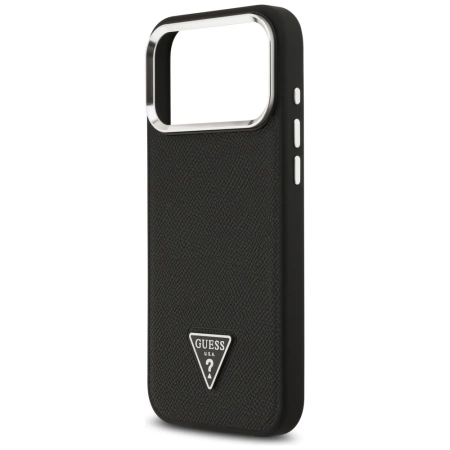 Etui Guess Grained Triangle Logo MagSafe na iPhone 17 Pro Max - czarne