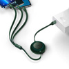 Baseus Bright Mirror 2 zwijany kabel przewód 3w1 USB Typ A - micro USB + Lightning + USB Typ C 3.5A 1.1m zielony (CAMJ010006)