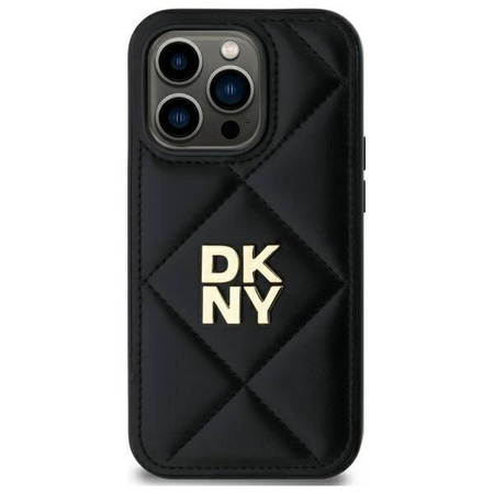 Original Handyhülle IPHONE 14 PRO MAX DKNY Quilted Stack Logo (DKHCP14XPQDSLK) schwarz