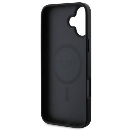 Original Handyhülle IPHONE 16 Guess Hardcase Saffiano Classic Logo MagSafe (GUHMP16SPSAHMCK) schwarz