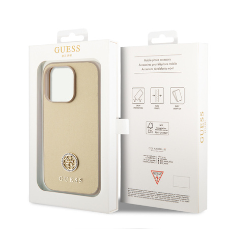 Guess GUHCP15LPS4DGPD iPhone 15 Pro 6,1" Gold/Gold Hardcase Strass Metall Logo