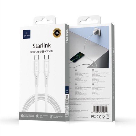 WIWU kabel Starlink Series 60W Fast Charging Cable Wi-C043E C-C biały