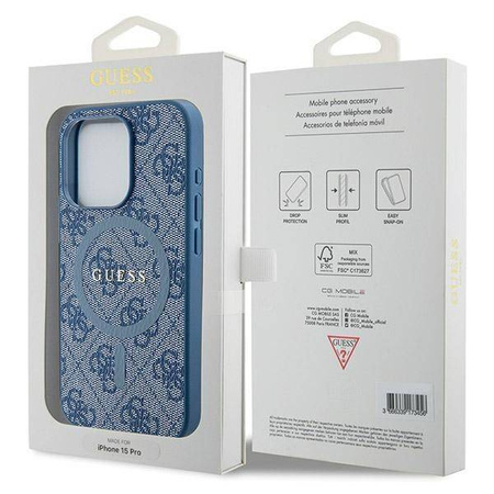 Oryginalne Etui GUESS Hardcase GUHMP14LG4GFRB do iPhone 14 Pro (Kompatybilny z Magsafe / 4G Ring classic logo / niebieski)