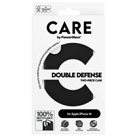 CARE by PanzerGlass Feature Double Defense Case for iPhone 16 - Black