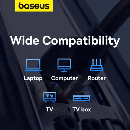 Baseus High Speed ​​Cat 5 RJ-45 Ethernet cable 1000Mb/s 1m round - black