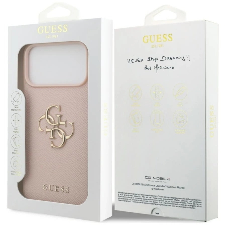 Guess Grained Big 4G &amp; Classic Logo Hülle für iPhone 17 Pro Max - Pink
