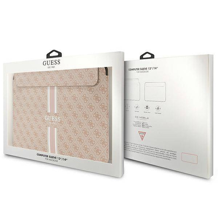 Guess Sleeve GUCS14P4RPSP 14" różowy/ pink 4G Printed Stripes