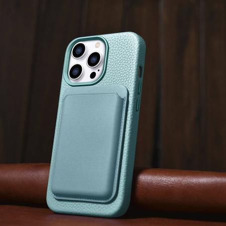 iCarer Case Leather genuine leather case for iPhone 14 Pro Max grün (WMI14220712-GN) (MagSafe compatible)
