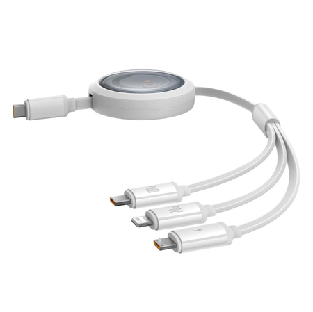 Baseus Free2Draw CB000084 retractable USB-C - Lightning / USB-C / micro USB cable 100W 1.1m - white