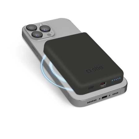 SBS TEBB5000MAG1CK kabellose Powerbank 5000 mAh USB-C, MagSafe kompatibel – Schwarz