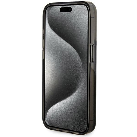Oryginalne Etui GUESS Hardcase GUHCP15LLFCSEGK do iPhone 15 Pro (Liquid Glitter Gold Stripes / czarny)