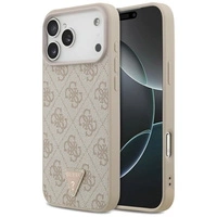 Guess Leather 4G Triangle Strass MagSafe Case für iPhone 17 Pro Max - Pink