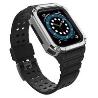 Protect Strap Band for Apple Watch 38/40/41mm Armored Case Strap - Black, Silver