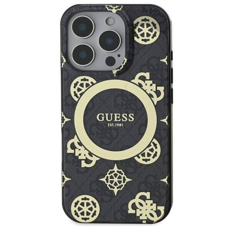 Original Case IPHONE 16 PRO Guess Hardcase IML Peony On 4G Background MagSafe (GUHMP16LH4PYEEK) black
