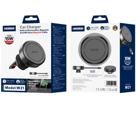 JELLICO uchwyt samochodowy MagSafe z ładowaniem bezprzewodowym W21 15W Czarny